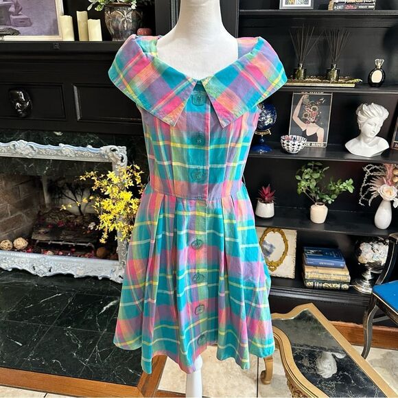 Joan Leslie Pastel Plaid Vintage 50's Dress Size 4